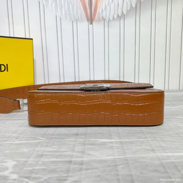 Affordable Medium Crocodile Tiffany Brown Bag Fendi In Leather Baguette 0715